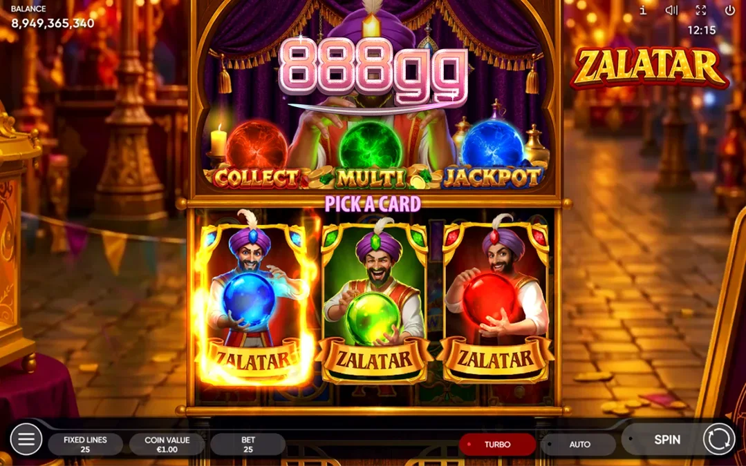 Interface do jogo de slot Zalatar com temática de cartomancia